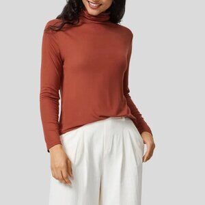 H&M Rose Gold Copper Silky Soft Basic Minimalist Style Turtleneck Size XS